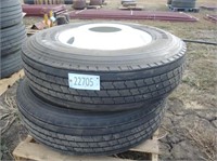 (2) 11R22.5  Tires w/ Rims - Used #