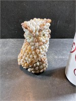 Vintage owl figure made from shells 4 1/2 “ tall