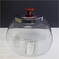 Vtg Round Glass General Store Candy Cookie Jar