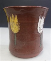 Hand Thrown Pottery Vase/Pencil Holder, Signed