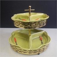 Rare 1960s California Pottery Divided Dish Stand