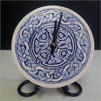 Celtic Blue + White Ceramic Quartz Wall Clock