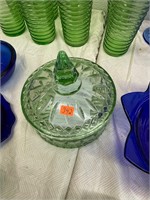 Green Indiana Glass Company Vintage Candy Jar