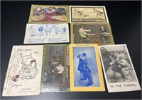 8 Antique Humorous Postcards