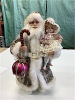 Vintage Shabby Victorian 17" Santa & Doll