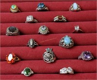 15 Sterling Silver Rings. Display Not Included