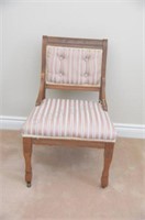 Antique Carved Walnut Occasional Armless Chair