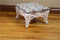 Cast Iron Decorative Foot Stool w Padded Top