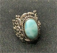 Blue Oval Stone Ring Size 11