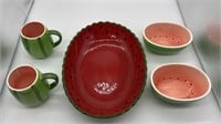 Watermelon Serving Dish, Bowls & Mugs Marked