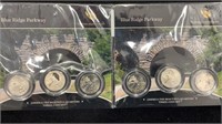 (2) Blue Ridge Parkway Sets w/ (2) Proof Quarters