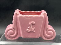 Small vintage pink planter lovely scroll work