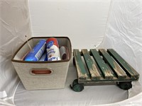 Basket of Laundry Supplies & Floor Dolly