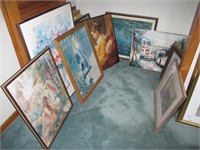 Large lot of framed prints,