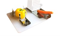 One-Handed Cutting Board with clamps, Grater and p