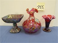 (3) Fenton Colored Glass Pieces