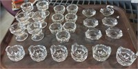 4 SETS ANTIQUE GLASS AND/OR CRYSTAL SALT DIPS