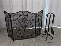 Fireplace Screen and Tools Set