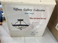 SEMI FLUSH TIFFANY STYLE STAINED GLASS LAMP