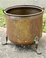 Vintage Copper & Brass Cauldron / Log Bin /