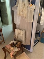 LOT OF VTG CLOTHING AND ANTIQUE CHAIR