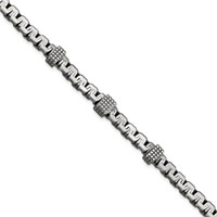 Sterling Silver Men's Modern Design Link Bracelet