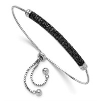 Sterling Silver Black Spinel Bar Bracelet