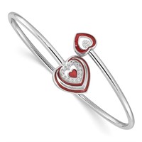 Sterling Silver  Red Enamel Heart  Bracelet