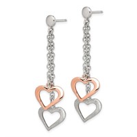 Sterling Silver Rose Gold Plated Heart Earrings