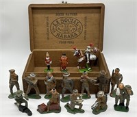 Wooden Box w/ Barclay Lead Toy Soldiers