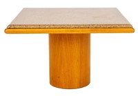 Angelo Donghia Style Stone Top Ash Pedestal Table