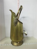 BRASS CONTAINER WITH DELFT HANDLES, LION ACCENTS