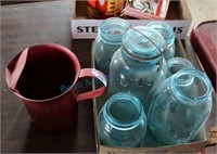 Aluminum pitcher& vintage canning jars