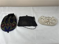 3 antique beaded purses