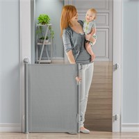 59 X 33 Punch-Free Retractable Baby Gate, Gray