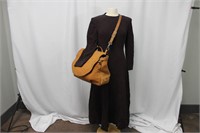 1990s J. Peterman Co. Silk Dress & Leather Bag