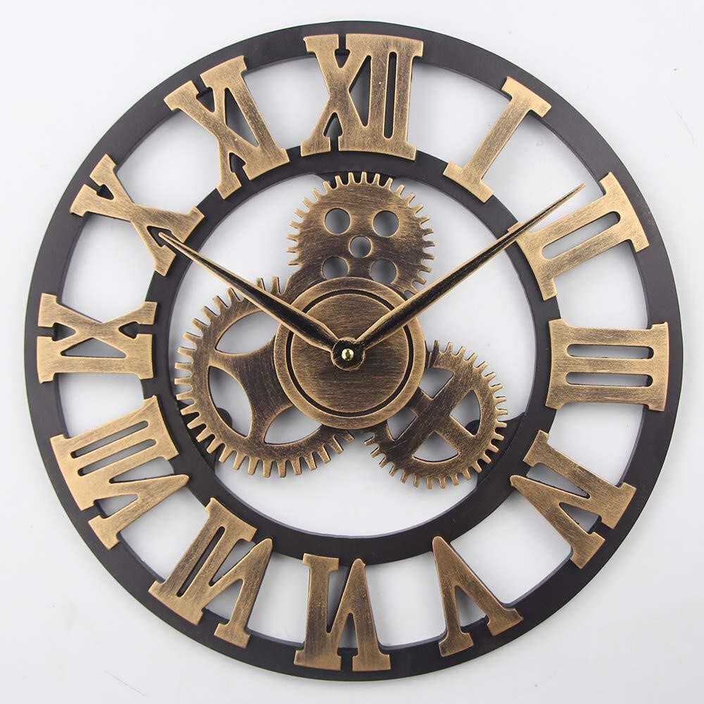 Timelike Large 3D Retro Wall Clock, Silent Non-Tic