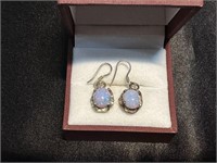 Pair of Silver and Opal Dangle Earrings