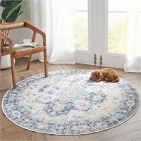 (N) jinchan Round Rug 5ft Washable Rug Area Rug In