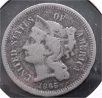1865 3 CENT PIECE VG