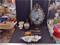 Vtg Home Decor Lot-Vases, Picture in Frame