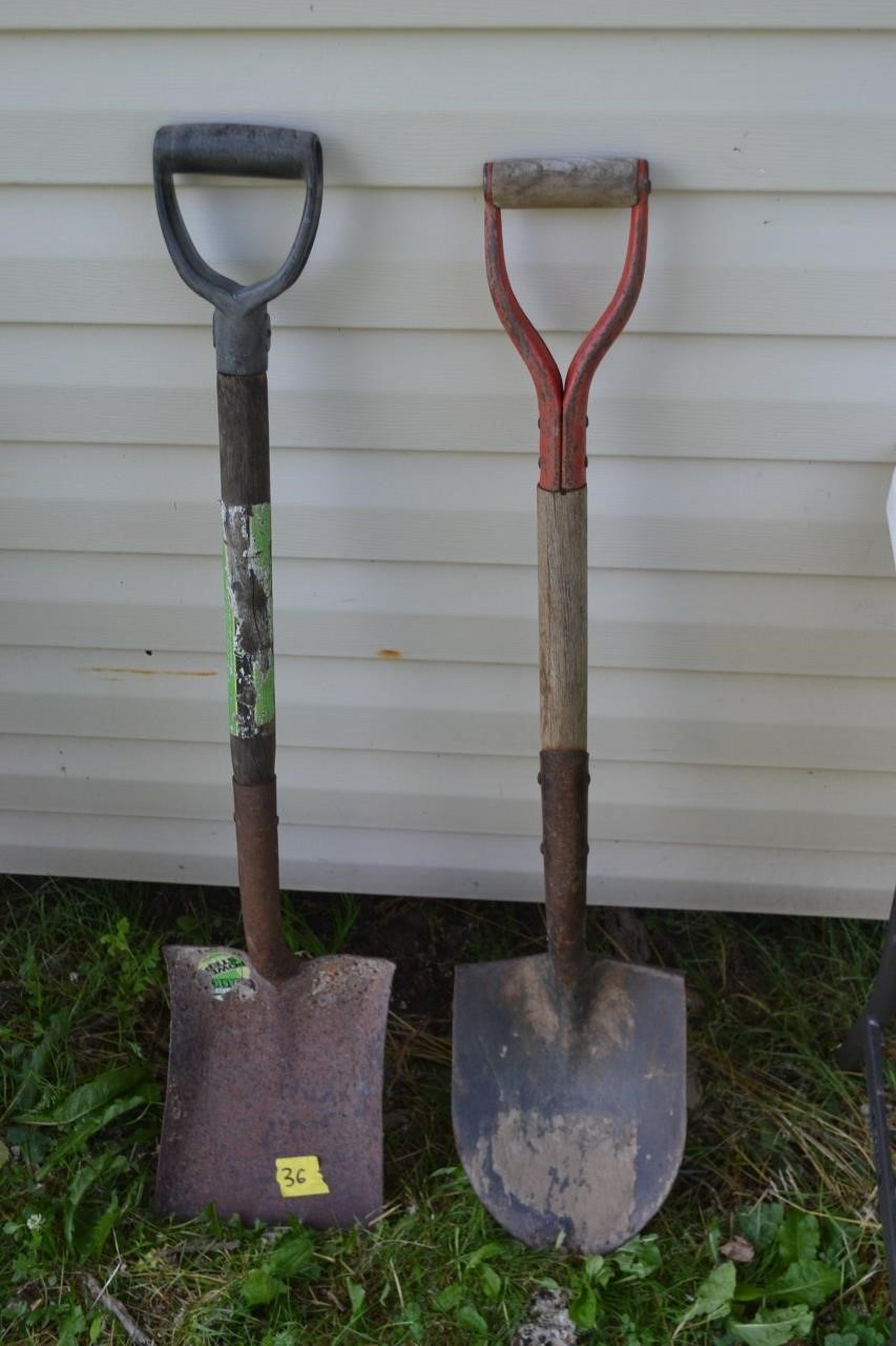 36: (2) Shovels, spade and flat