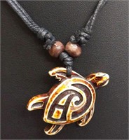 18" necklace with hand carved bone turtle pendant