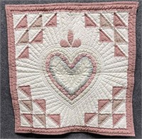 Hand quilted patchwork  wall hanging "Heart"