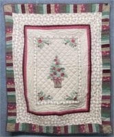 Velour & cotton hand quilted patchwork & applique