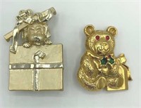 Lot of 2 GERRY’S Teddy Bear  A.J.C. Puppy Brooches