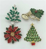 Lot of 4 Vintage Christmas Brooches Gerry’s