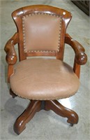Vintage office chair, leather upholstery accent