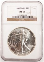 Coin 1988 American Silver Eagle NGC MS69