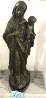 Mary & Baby Jesus Bronze Sculpture on Marble